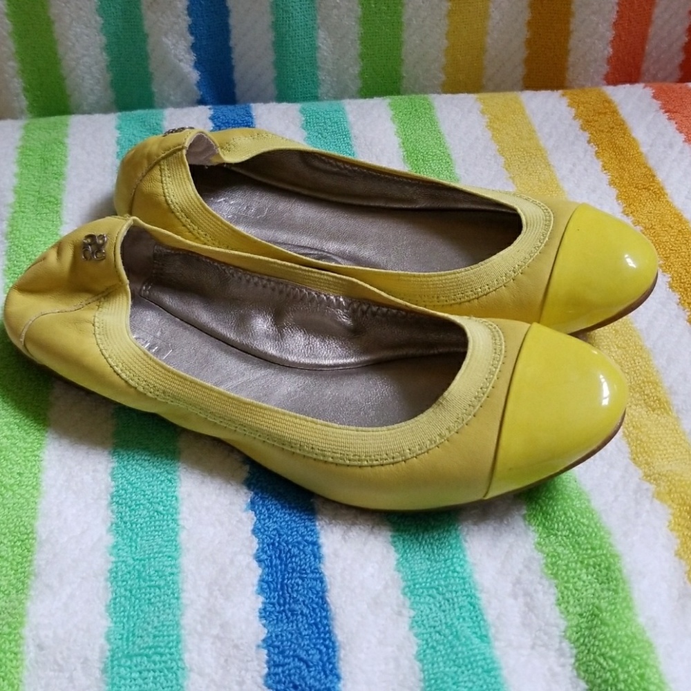 Coach sz 6 dalia ballet flats leather yellow